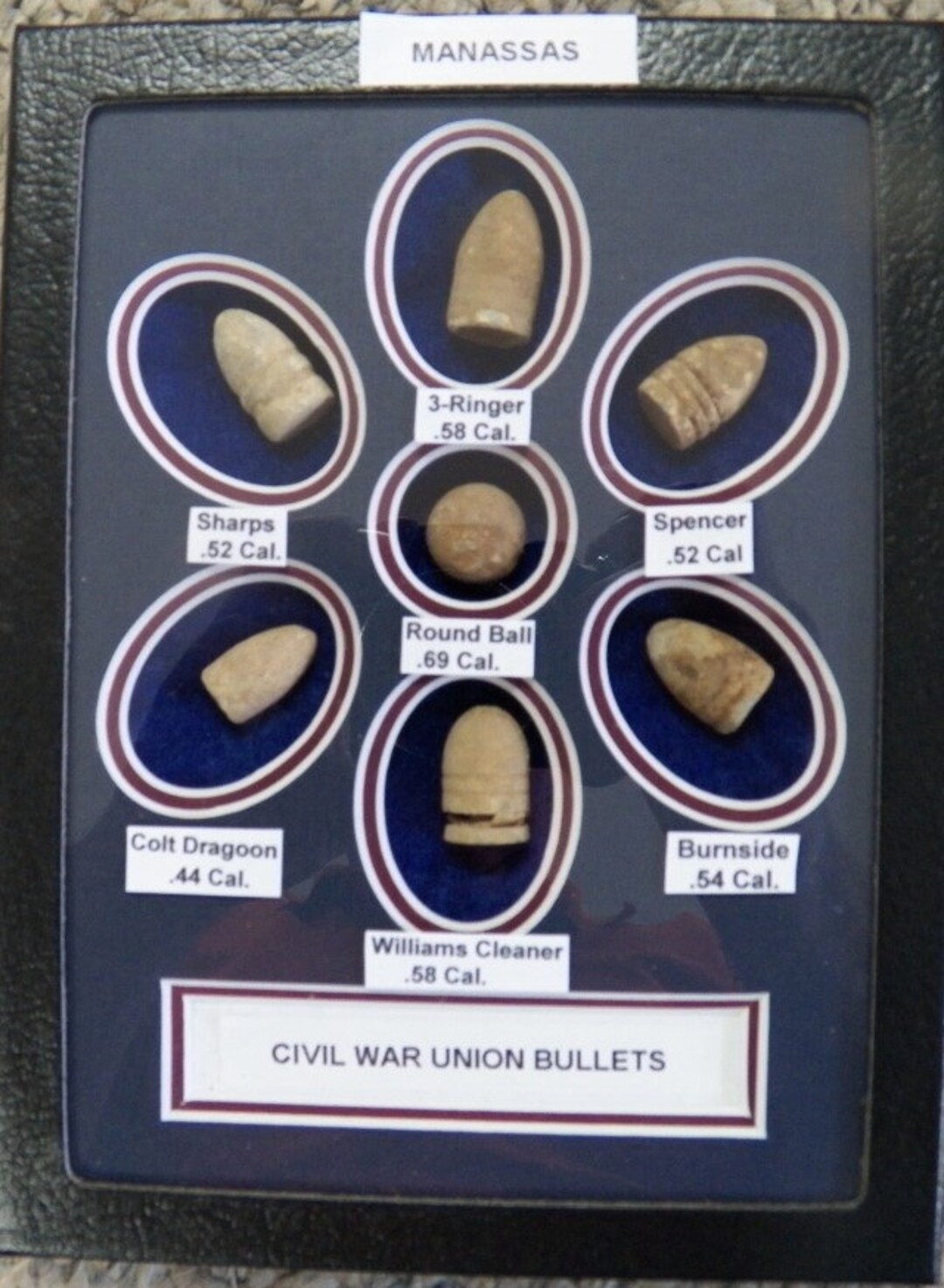 Nice Starter Set of Excavated Yankee Civil War Bullets in a Matted 6x8 ...
