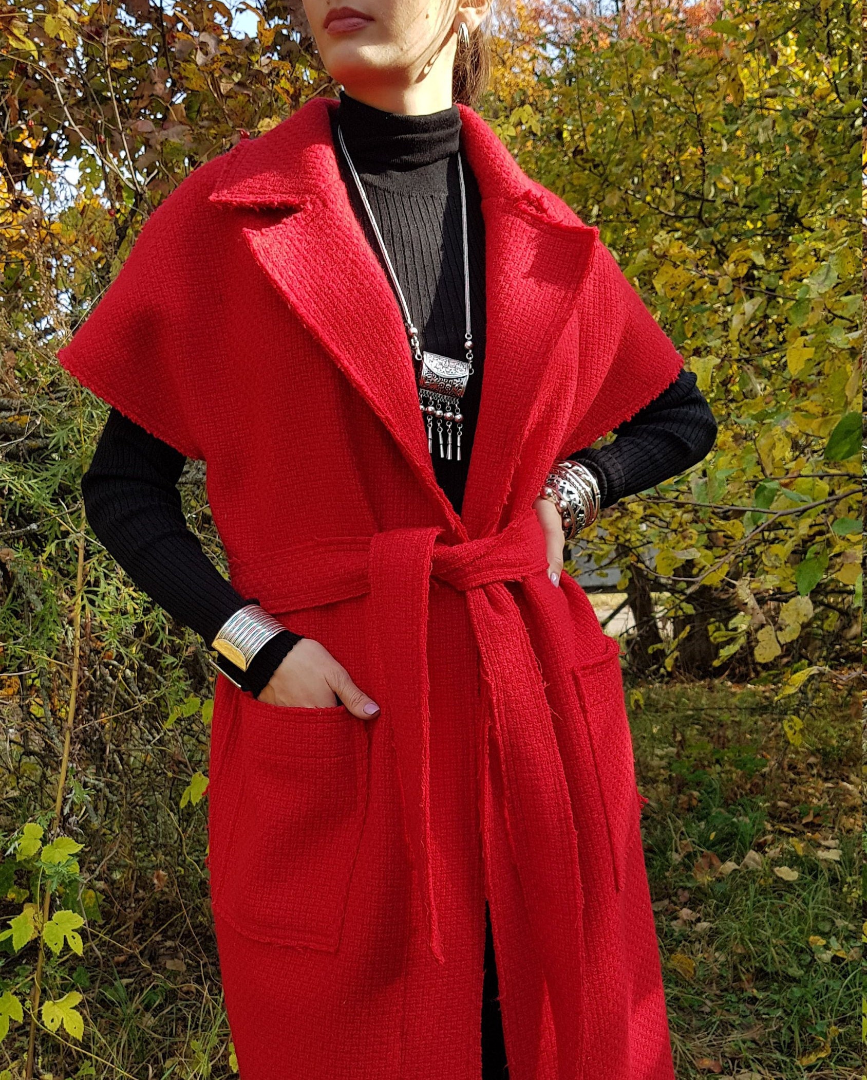 Red spring vest Red wool vest Womens wool vest in red Etsy