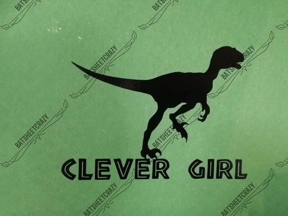 Jurassic Park Clever Girl Velociraptor Adhesive Vinyl Decal Etsy - jurassic park flute parody roblox id
