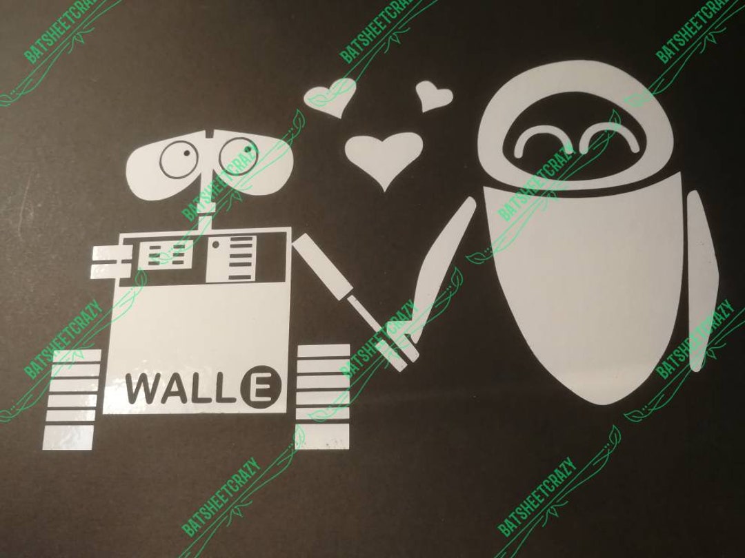 Pixar Disney Walle and Eve Holding Hands Cute Adhesive Vinyl Etsy