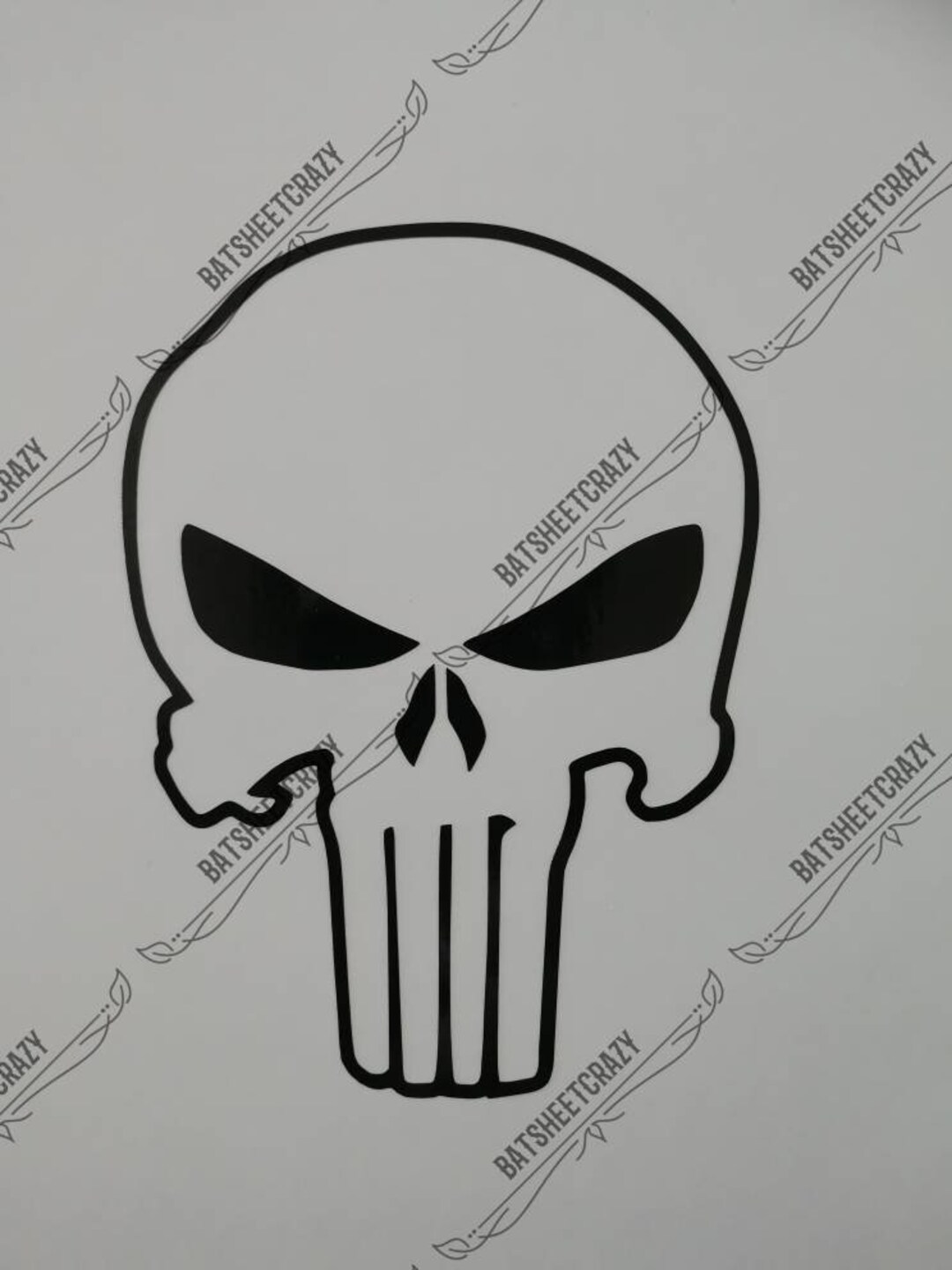 Sticker - Black Punisher Logo Marvel Comic Hero Skull RUB-ON Decal Gift  #50009