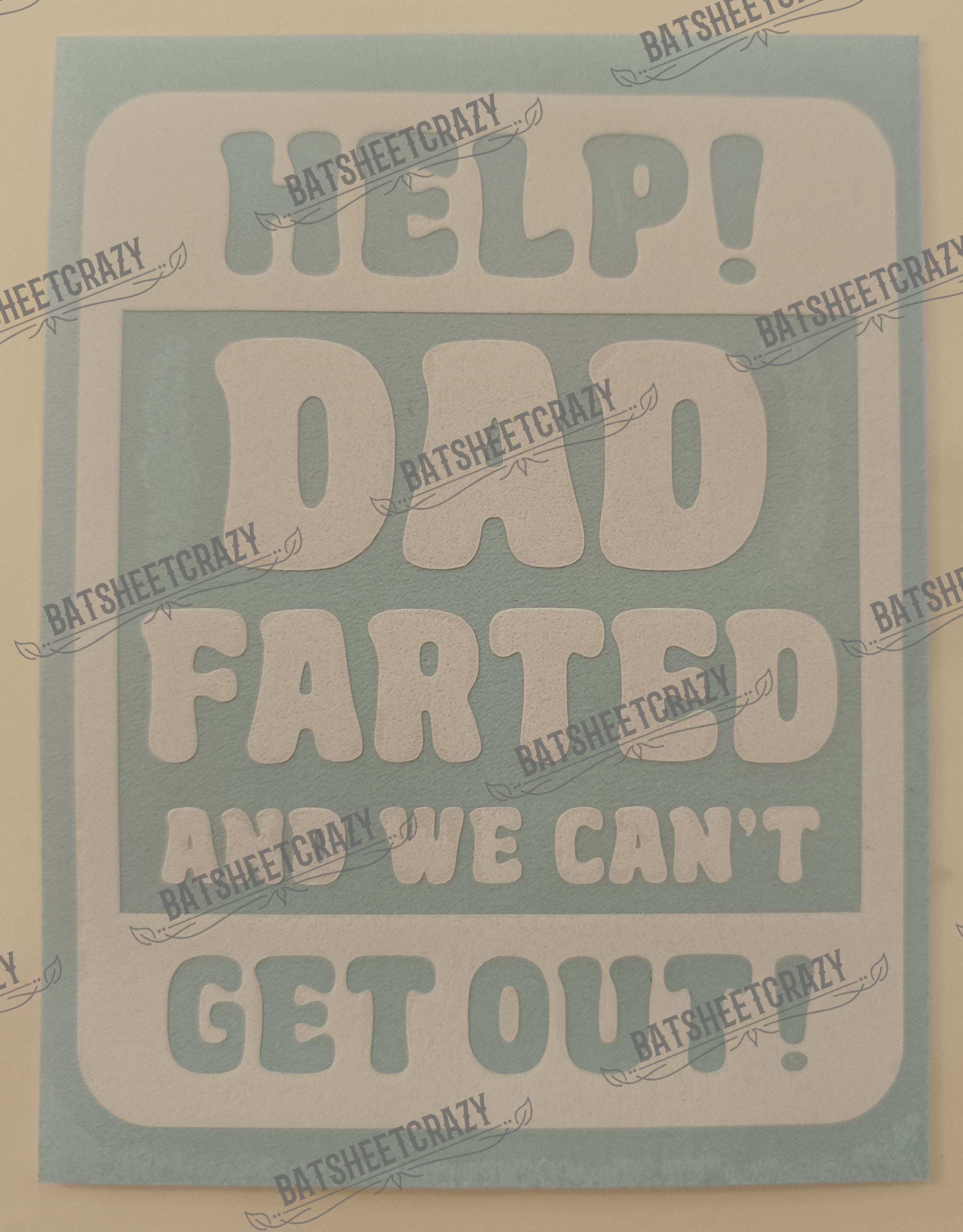 Funny Car Bumper Sticker - 'Help Dad Farted' Yellow & Black Decal For Car, Truck, RV, Boat, Or Window