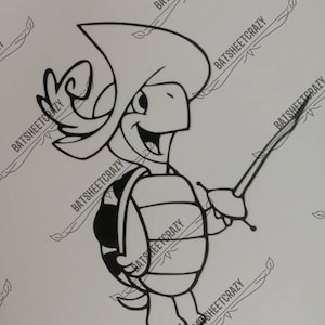 Cute Retro Hanna Barbera cartoon character Touché Turtle adhesive vinyl decal for car/laptop/wall/ipad/window/folder or as bumper sticker.