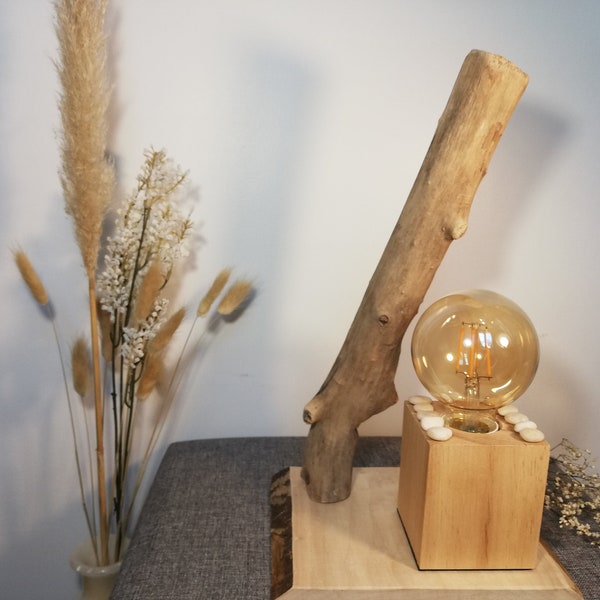 Lampe bois flotté / Lampe à poser / Driftwood lamp / Lampe style vintage / Lampe en bois