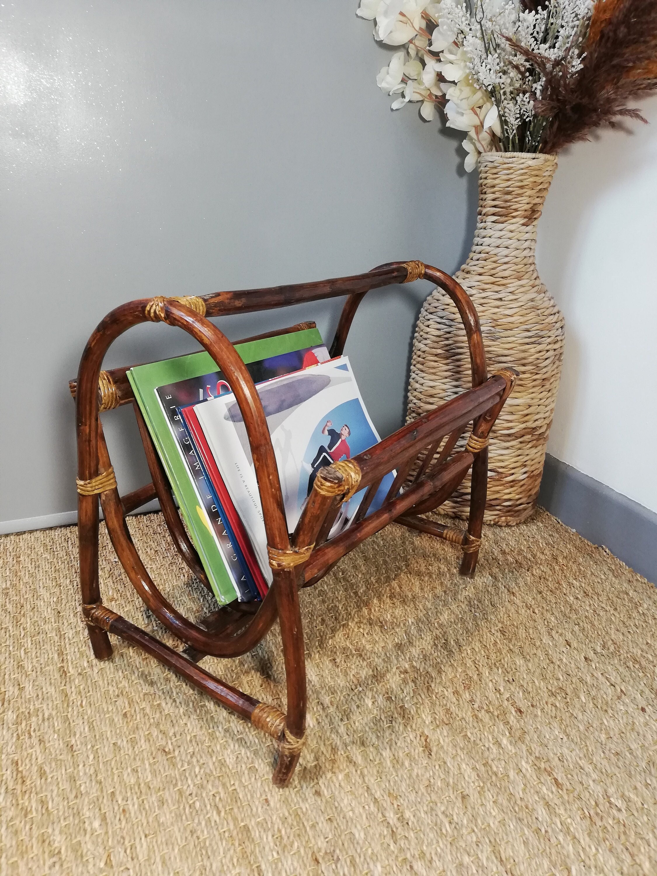 ADEPTNA Environmentally Friendly Bamboo Magazine Basket Storage With