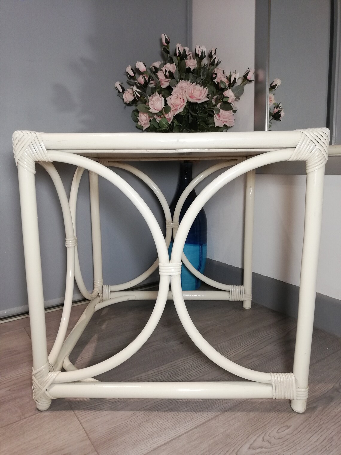 Table rotin / Table en osier / Table d'appoint / Rattan table / Table basse, Foto 3 von 5