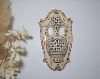 Grote wandkaarsenhouder / Handgemaakt aardewerk / Vintage mediterrane decoratie