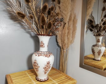 White and brown vase / Large vase / Vase / Vintage Portugal