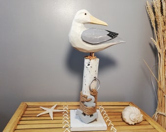 Wooden seagull / Nautical decoration / Wooden seagull / Bird / Sea bird