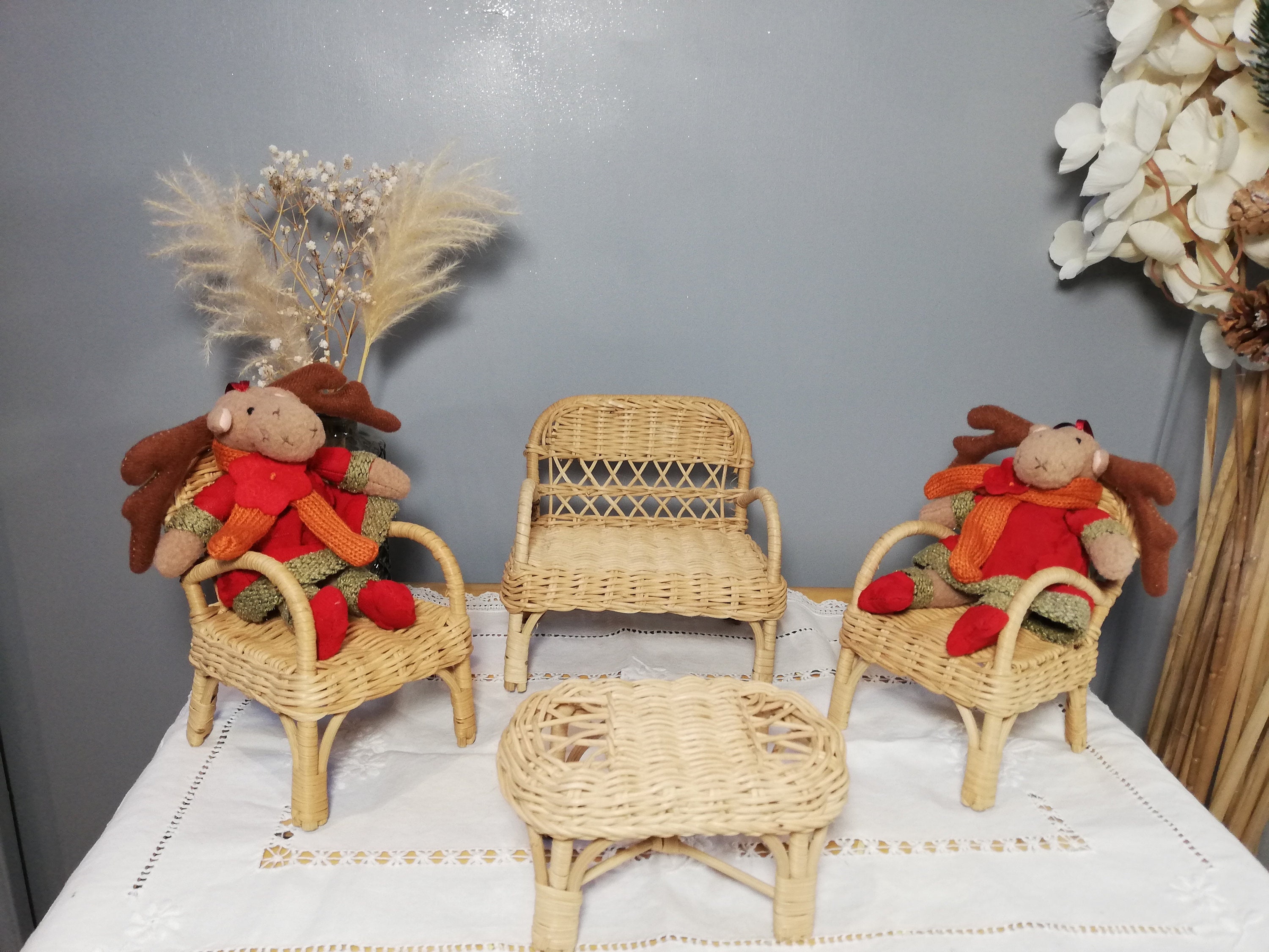 Chaise suspendue en rotin pour poupée - Poppie Toys - Accessoire de poupée