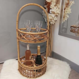 Rotan bar / Flessenopbergmand / Bamboe trolley / Rek Rieten standaard / Rotan mini-bar