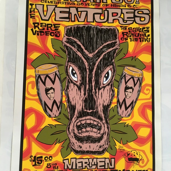 The Ventures , Tiki - Surf Poster Limited Silkscreen by Alan Forbes