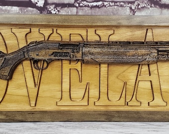 Shotgun With Last Name Behind It