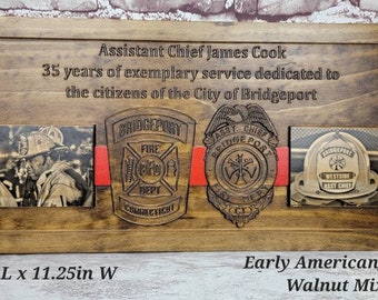 Aanpasbare plaquette brandweerman van het jaar brandweerpensionering plaquette