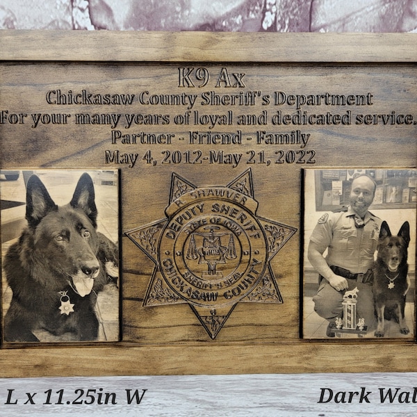 Customizable k9 and handler police officer law enforcement memorial plaque with photos