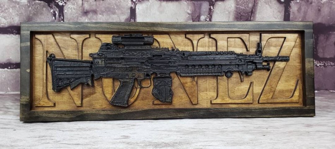 Machine Gun With Custom Name Sign - Etsy