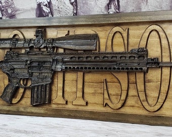 Custom Sniper Rifle Metal LED Gun Sign / Personalized Light up Sniper ...