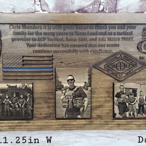 Customizable law enforcement retirement plaque with painted flag or line