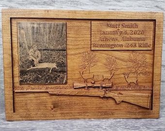 CUSTOMIZABLE HUNTING PLAQUE Deer Trophy Antlers Gift For A Hunter Doe Buck Hunt Buck Shot Man Cave Father's Day Rifle Shotgun Outdoorsman