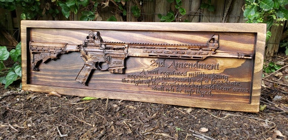 2nd Amendment Ar 15 Rifle Gun Wooden Ar 15 Gun Decor Ar 15 Etsy
