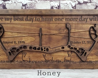 Customizable Hunting Bow With Deer Buck And Doe Trees And Grass Scene