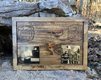 Placa personalizable de reconocimiento al Bombero del Año. Placa de jubilación del departamento de bomberos.