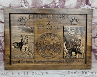 Customizable k9 and handler police officer law enforcement memorial plaque with photos