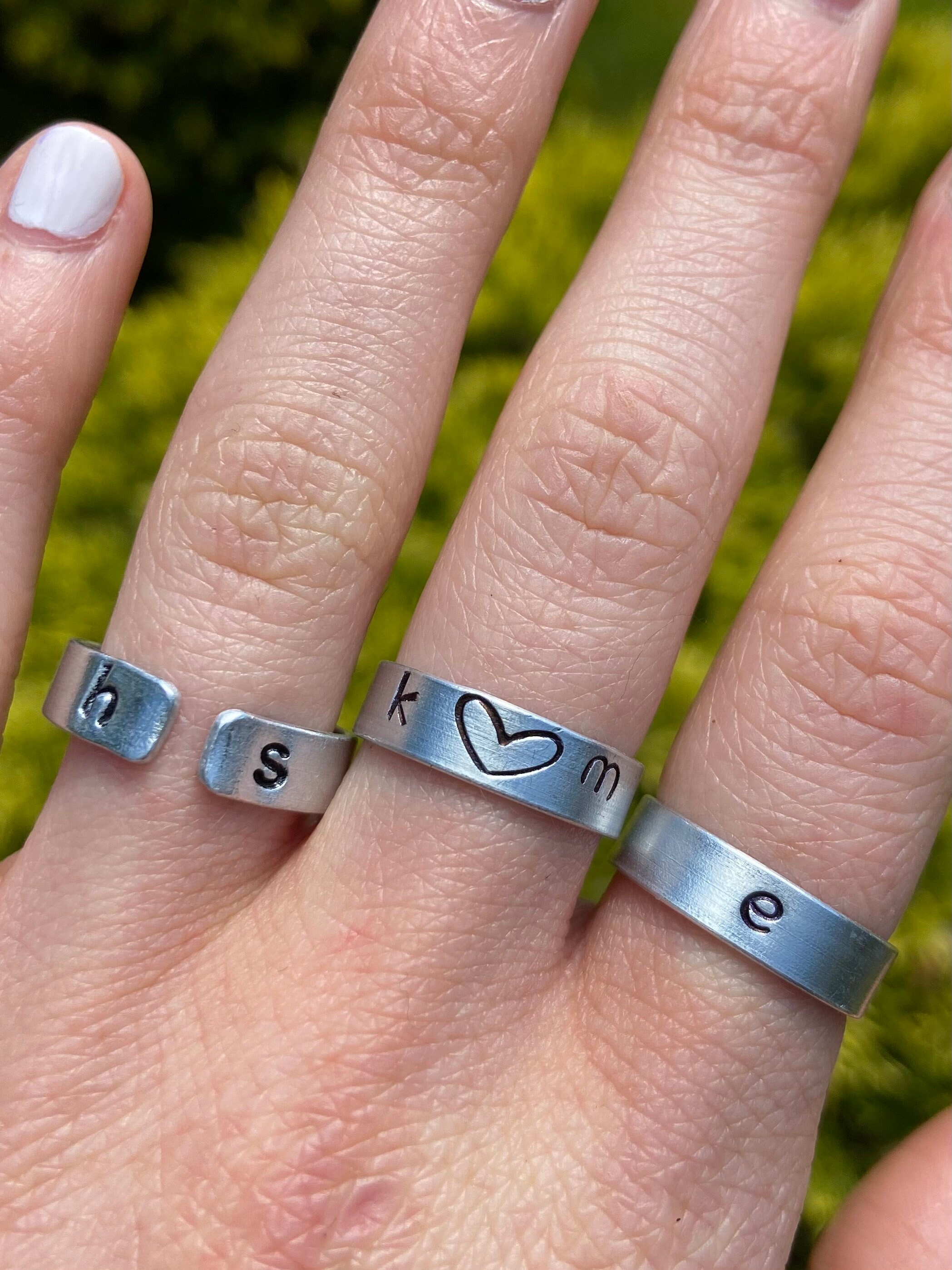 Custom Initial Stamped Rings // Adjustable // Personalised Etsy