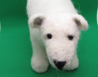 Needle felted polar bear, soft bear sculpture, needle felting bear