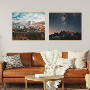 Poster Set mit Rahmen Posterleiste Natur Sterne Sternenhimmel High End Fotodruck Fotografie Wandbild Berge Berg Landschaft Bild Wanddeko