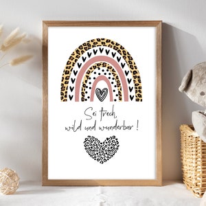 Immagine della stanza dei bambini Leo arcobaleno, poster, essere sfacciato, selvaggio e meraviglioso regalo battesimo nascita A4 A3 A2, stampa, decorazione, detto poster, murale