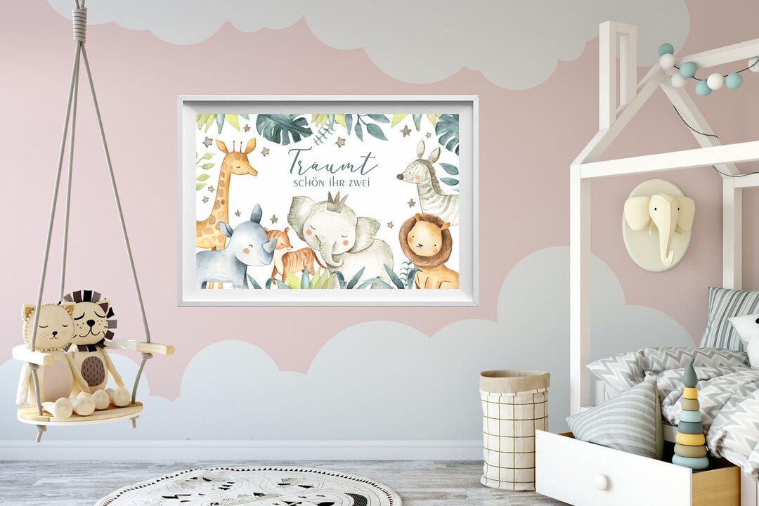 Children's Room Poster for Twins, Dream Beautiful You Two, Decoration