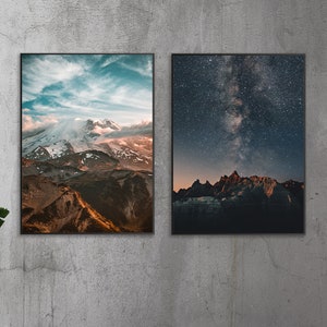 Poster Set Natur Sterne Sternenhimmel, High End Fotodruck, Photographie, Fotografie, Wandbild, Berge, Berg, Landschaft, Nature,Bild,Wanddeko