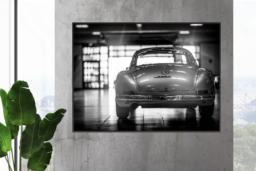 Mercedes Benz 300 SL Poster, High-end Photo Print in Black and White ...