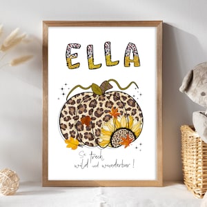 Immagine della camera dei bambini con nome Leone zucca poster essere sfacciato, selvaggio e meraviglioso regalo battesimo A4 A3 A2, stampa scritta decorativa poster murale oro