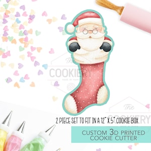Santa and Stocking 2Piece Cookie cutter Set - Christmas Cookie Cutter   - 3D Printed Cookie Cutter - TCK87239