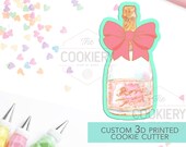 Champagne Bottle with Bow Cookie Cutter - Wine Bottle with Bow Cookie Cutter - Bottle with Ribbon - 3D Printed Cookie Cutter - TCK26120