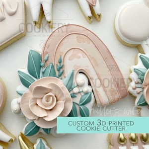 Rainbow with Clouds and Flowers Cookie Cutter - Rainbow Cutter  - 3D Printed Cookie Cutter - TCK88340