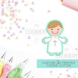First Communion Boy Cookie Cutter- Baptism Cookie Cutter -  3D Printed Cutter - TCK54110