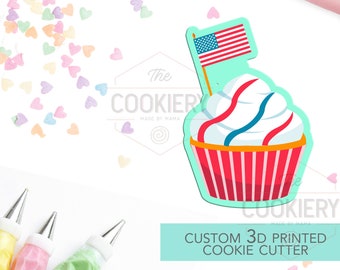 Cupcake mit Flagge Cookie Cutter - Fourth of Jul 3D Gedruckt Cookie Cutter - Tck74126