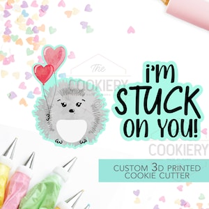 Stuck on You - 2 PC Set  - Valentine&#39;s Day puns Cookie Cutters - Platter Cookie cutters - 3D Printed Cookie Cutter - TCK47112