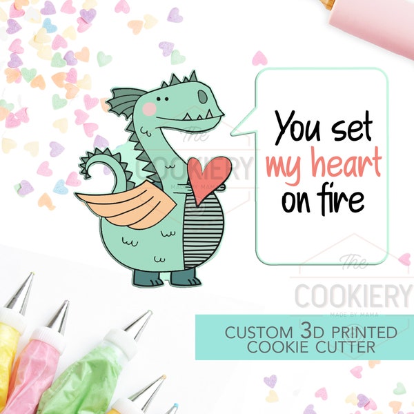 Pusiste mi corazón en Fire Dragon - Juego de 2 PC - Cortadores de galletas con juegos de palabras del Día de San Valentín - Cortador de galletas impreso en 3D - TCK44153