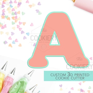Alphabet Letter Cookie Cutter - Block Letter Cookie Cutter - Letter A Cookie Cutter - 3D Printer Cutter - TCK46156