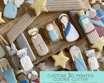 Nativity Scene Peg Dolls Cutter Set Cookie Cutter - Peg Dolls Cookie Cutter  - 3D Printed Cookie Cutter - TCK84196