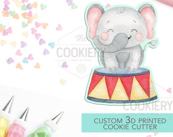 Cortador de galletas con forma de elefante de circo, cortador de galletas con temática circense - Cortador de galletas impreso en 3D - TCK14106