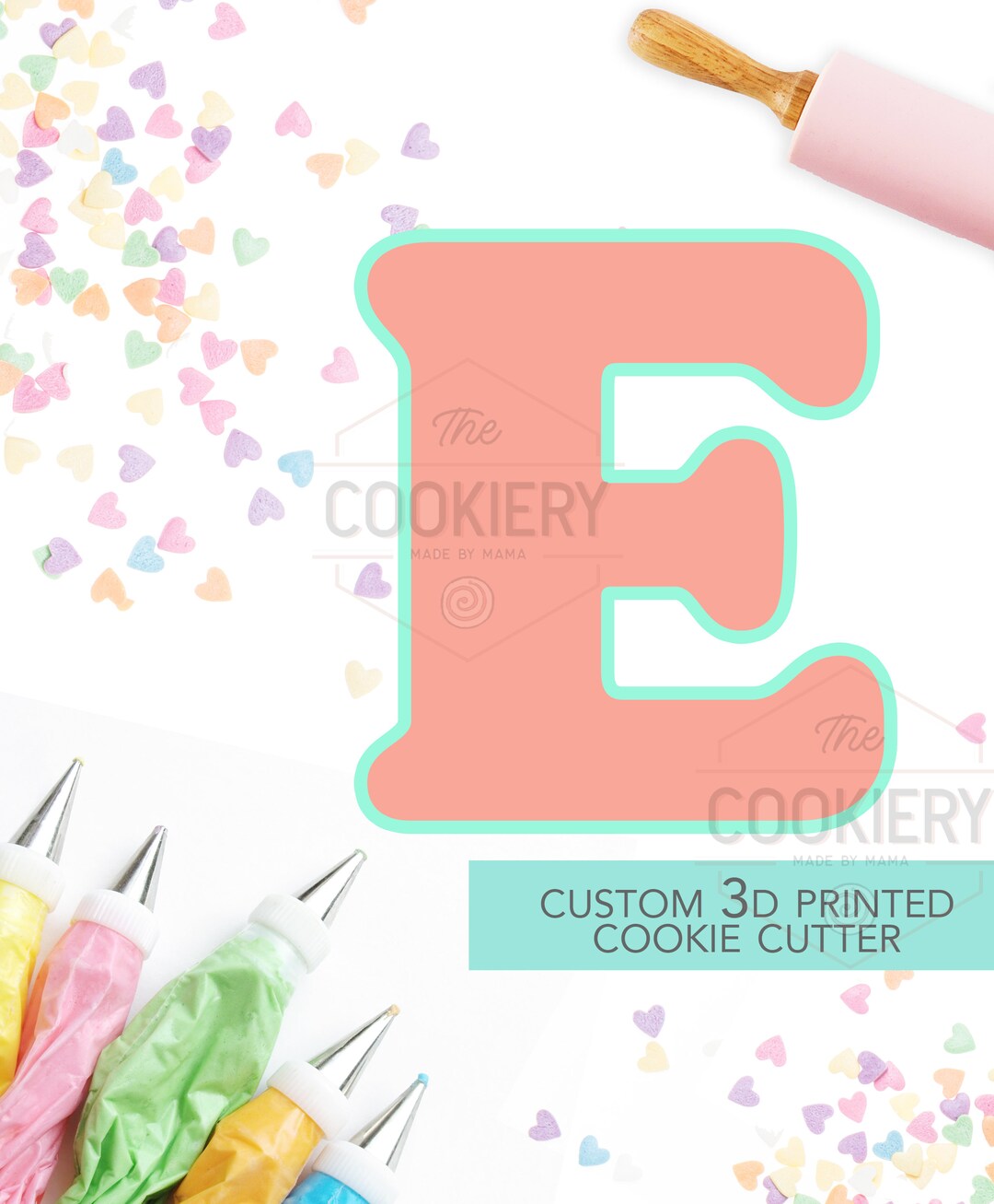 Capital Letter T Cookie Cutter - 3.5 Inch Block Letter With Easy Push Design