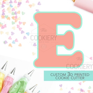 Cortador de galletas con letras del alfabeto - Cortador de galletas con letras en bloque - Cortador de galletas con letras E - Cortador de impresora 3D - TCK46160