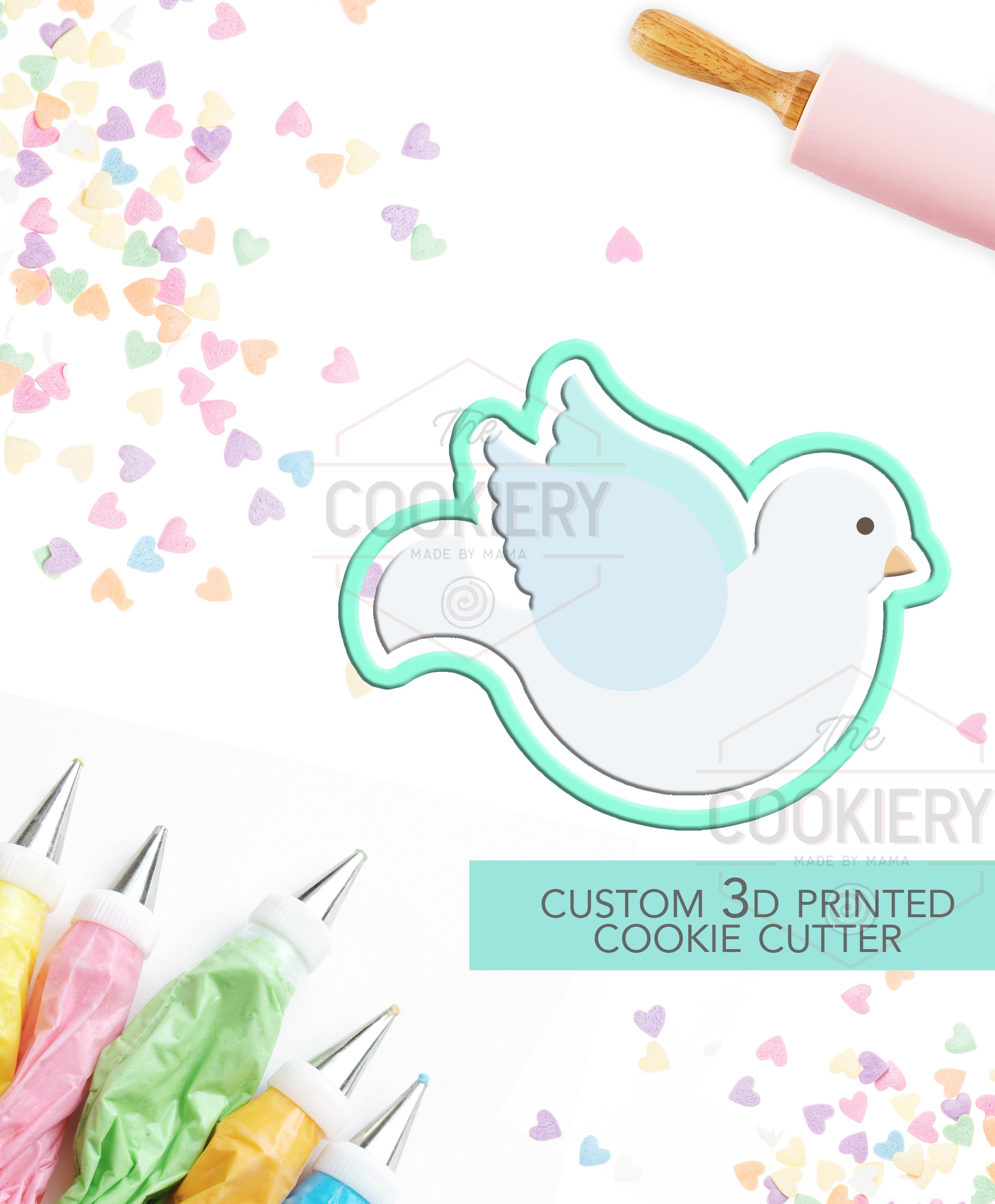 Baptism Dove Cookie Cutter, Christening Dove Cutter, Dove Cookie Cutter- 3D Printed Cookie Cutter - TCK54102