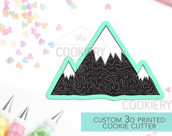 Cortador de galletas de montaña - Cortador de galletas de camping - Cortador de galletas con vista a la montaña - Cortador de galletas impreso en 3D - TCK48119