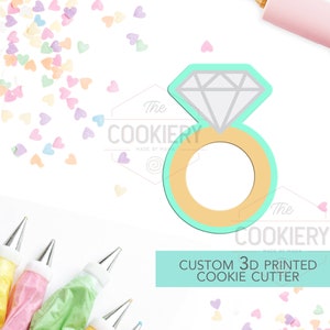 Engagement ring cookie cutter - Wedding Ring -  Bride Cookie  - 3D Printed Cookie Cutter - TCK26105